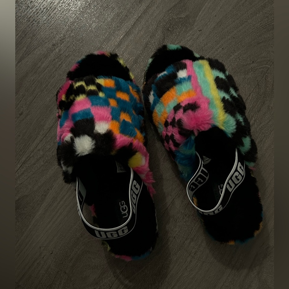 UGG Black/Multi Fluff Yeah Slides